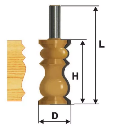 Фреза кромочная фигурная Ф32Х572 мм хвостовик 12 мм 46419 купить в Когалыме
