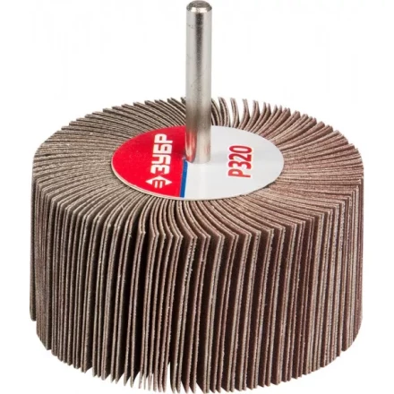 Круг шлифовальный ЗУБР "МАСТЕР" веерный лепестковый, на шпильке, тип КЛО, зерно-электрокорунд нормальный, P320, 40х80мм 36604-320 купить в Когалыме