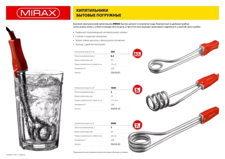 Кипятильник MIRAX, 1000 Вт, 220В 55418-10 купить в Когалыме
