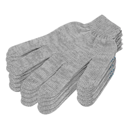 Перчатки трикотажные с ПВХ точкой, 5 пар в упаковке, БОПП-пакет, 7 класс// Россия 67837 купить в Когалыме