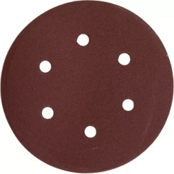 Круг шлифовальный ЗУБР "МАСТЕР" универсальный, из абразивной бумаги на велкро основе, 6 отверстий, Р120, 150мм, 5шт 35566-150-120