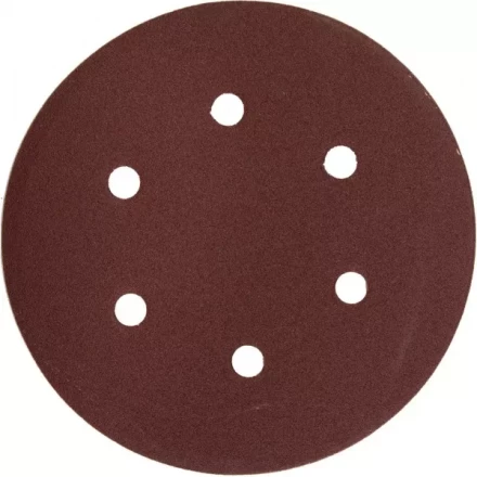 Круг шлифовальный ЗУБР "МАСТЕР" универсальный, из абразивной бумаги на велкро основе, 6 отверстий, Р120, 150мм, 5шт 35566-150-120 купить в Когалыме