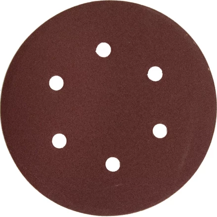 Круг шлифовальный ЗУБР "МАСТЕР" универсальный, из абразивной бумаги на велкро основе, 6 отверстий, Р120, 150мм, 5шт 35566-150-120 купить в Когалыме