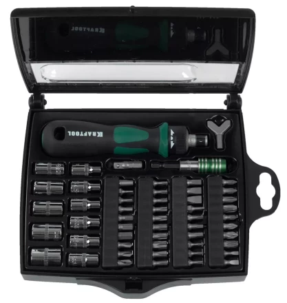 Отвертка KRAFTOOL "EXPERT", реверсивная, с битами, 55шт 25554-H55 купить в Когалыме