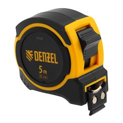 Рулетка Denzel 5м х 25мм, двухкомп. корпус, магнитный обрезиненный зацеп, 31532