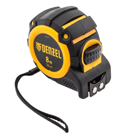 Рулетка Denzel 8м х 32мм, автоматич. фиксац., нейлон. покрытие, магнит. зацеп, двухстор. разметка, 31524 купить в Когалыме