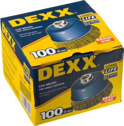 DEXX. Щетка чашечная для УШМ, витая стальная латунированная проволока 0,3мм, 100ммхМ14 35103-100 купить в Когалыме