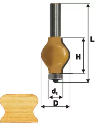 Фреза кромочная фигурная Ф32Х38 мм хвостовик 12 мм 46417 купить в Когалыме