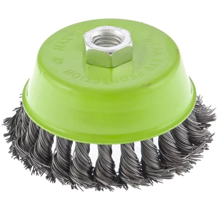 Щетка для УШМ 75 мм М14 "чашка" крученая металлическая проволока СИБРТЕХ 746247 купить в Когалыме