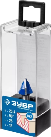 ЗУБР 25.4 x 25 мм, угол 90° мм, фреза пазовая галтельная V-образная, Профессионал (28752-25.4) купить в Когалыме