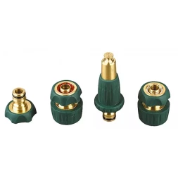 Набор поливочный RACO: Наконечник, адаптер, соединители 1/2" х 3/4", латунь с покрытием TPR, 4 предмета 4244-55147B