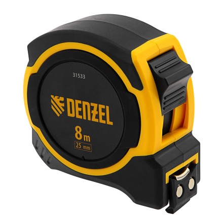 Рулетка Denzel 8м х 25мм, двухкомп. корпус, магнитный обрезиненный зацеп, 31533 купить в Когалыме