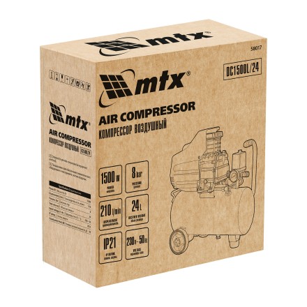 Компрессор воздушный MTX DC1500L/24, 1,5 кВт, 24 л, 210 л/мин 58017 купить в Когалыме