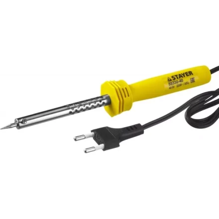 Паяльник STAYER "STANDARD" с пластмассовой рукояткой и долговечным жалом, 40 Вт, конус 55330-40 купить в Когалыме