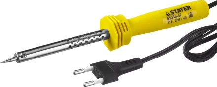 Паяльник STAYER "STANDARD" с пластмассовой рукояткой и долговечным жалом, 40 Вт, конус 55330-40 купить в Когалыме