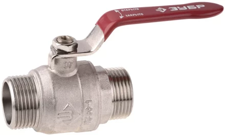 Кран ЗУБР шаровой 1/2" полнопроходной "папа-папа", ручка, никелированная латунь 51352-N-1/2 купить в Когалыме