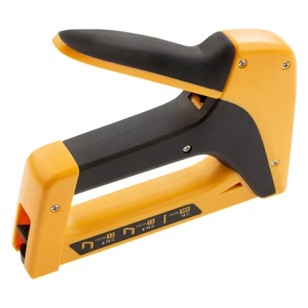 Степлер мебельный, пластиковый корпус, тип скобы: 13, 53, 300, 6-14 мм, Denzel 40210 купить в Когалыме