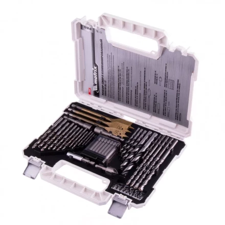 Набор сверл комбинированный по металлу 1-6,5 мм бетону 4-8 мм дереву 4-10 мм перки биты 20 шт адаптер головки 2 шт зенковка 50 предметов Pro Matrix 725650 купить в Когалыме