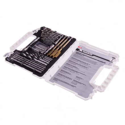 Набор сверл комбинированный по металлу 1-6,5 мм бетону 4-8 мм дереву 4-10 мм перки биты 20 шт адаптер головки 2 шт зенковка 50 предметов Pro Matrix 725650 купить в Когалыме