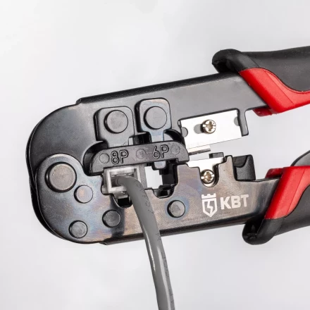 Кримпер многофункциональный КВТ JT-02 с 2 встроенными модулями для обжима RJ-45, RJ-12, RJ-11 (84626) купить в Когалыме