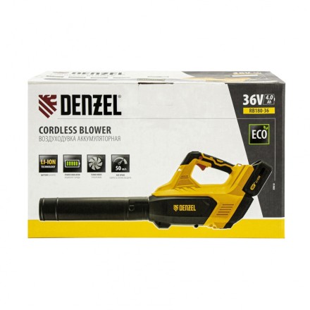 Воздуходувка аккумуляторная RB180-36, Li-ion, 36 В, 4 Ач, 180 км/ч, 820 м3/ч Denzel 59610 купить в Когалыме