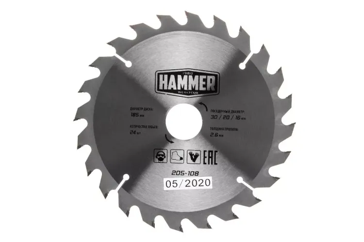 Диск пильный твердосплавный HAMMER Ф185х30мм 24зуб. купить в Когалыме