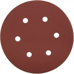 Круг шлифовальный ЗУБР "МАСТЕР" универсальный, из абразивной бумаги на велкро основе, 6 отверстий, Р320, 150мм, 5шт 35566-150-320