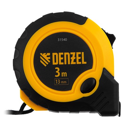 Рулетка Denzel 3м х 13мм, двухкомп. корпус, кнопка-пауза, 31540 купить в Когалыме