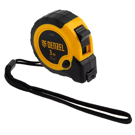 Рулетка Denzel 3м х 13мм, двухкомп. корпус, кнопка-пауза, 31540 купить в Когалыме