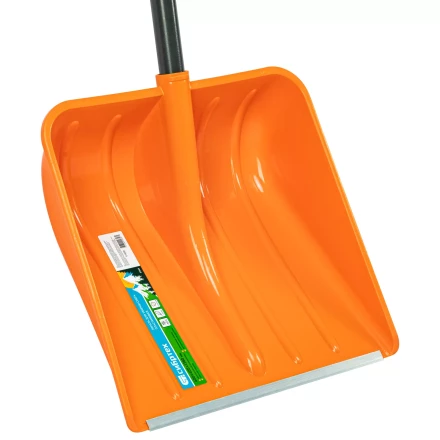Лопата для уборки снега пластиковая Сибртех, 400х405х1380 мм, стальной черенок, усиленная 61666 купить в Когалыме