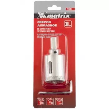 Сверло алмазное по керамограниту 30 х 67 мм 3-гранный хвостовик MATRIX 726303 купить в Когалыме