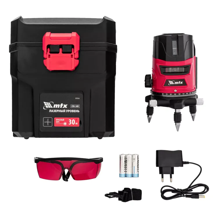 Лазерный уровень MTX CRL-30R, 30 м, красный луч, батарейки, резьба 5/8" 35034 купить в Когалыме
