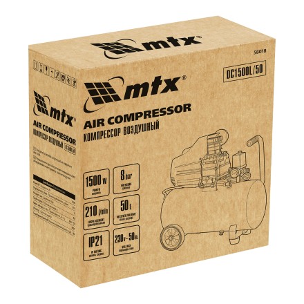 Компрессор воздушный MTX DC1500L/50, 1,5 кВт, 50 л, 210 л/мин 58018 купить в Когалыме