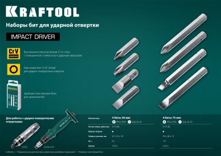 Биты для ударно-поворотных отверток KRAFTOOL 25551 купить в Когалыме