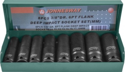 Набор головок торцевых ударных глубоких 3/8&quot;DR 10-19мм 8предметов  Jonnesway S03AD3108S 48506 купить в Когалыме
