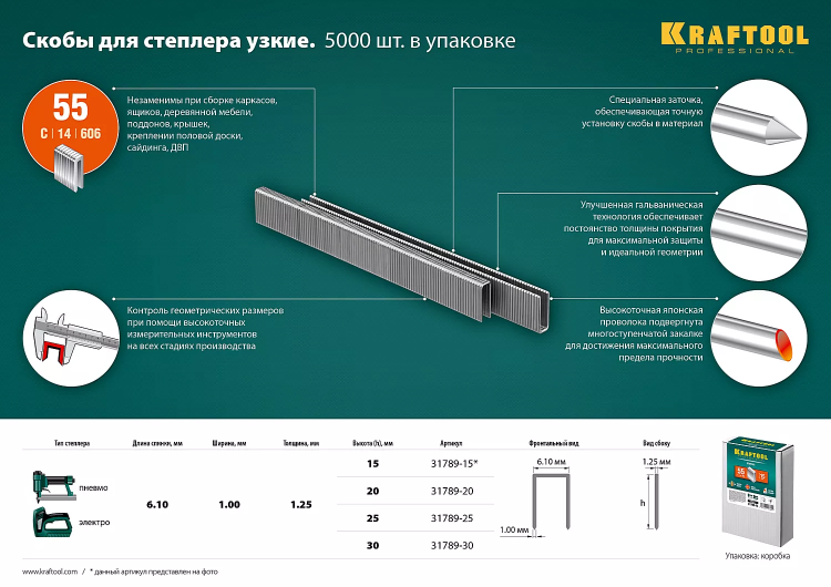 Скобы тип 18GA (55 / 90 / C) 5000 шт 31789-15 купить в Когалыме