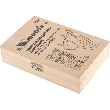 Набор сверл перовых по дереву 10-12-14-16-18-20-22-25 мм 8 шт деревянный кейс Matrix 70441 купить в Когалыме