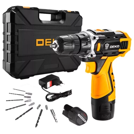 Дрель аккумуляторная DEKO DKCD12FU-Li SET3, 063-4173, в кейсе + оснастка 13 шт купить в Когалыме