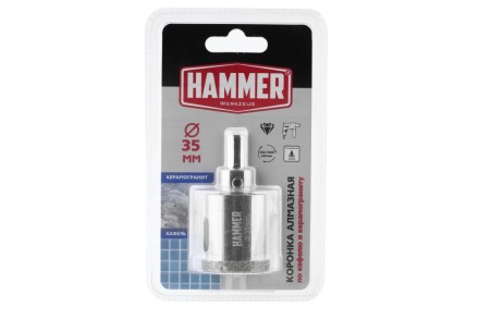 Коронка алмазная HAMMER Ф35мм HEX (DHS 35.0*65/5) купить в Когалыме