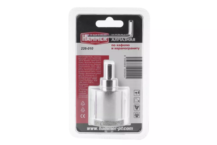 Коронка алмазная HAMMER Ф35мм HEX (DHS 35.0*65/5) купить в Когалыме