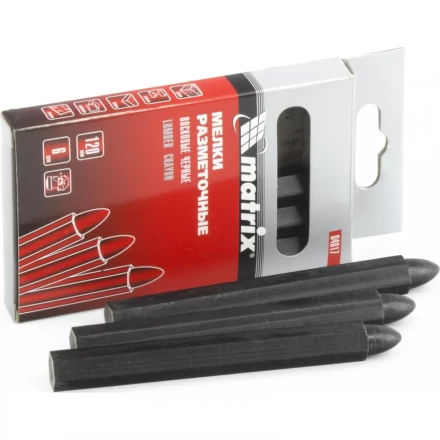 Мелки разметочные восковые черные 120мм коробка 6штук MATRIX 84817 купить в Когалыме