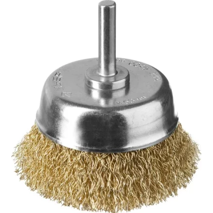 ЗУБР "ПРОФЕССИОНАЛ". Щетка чашечная для дрели, витая латунированная стальная проволока 0,3мм, 63мм 3525-063_z02 купить в Когалыме