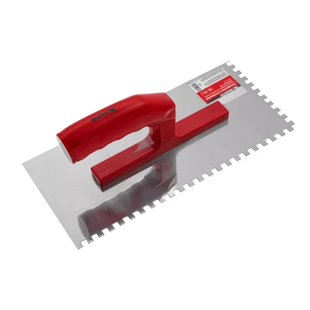 Гладилка из нержавеющей стали, 280 х 130 мм, зеркальная полировка, пластмассовая ручка, зуб 6 х 6 мм Matrix 86781 купить в Когалыме