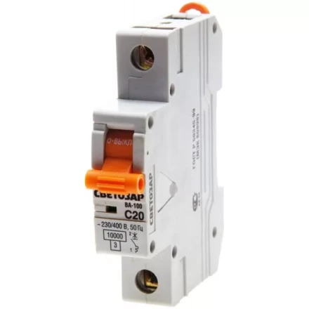Выключатель автоматический СВЕТОЗАР 1-полюсный, 25 A, "C", откл. сп. 10 кА, 230 / 400 В SV-49071-25-C купить в Когалыме