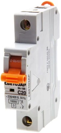 Выключатель автоматический СВЕТОЗАР 1-полюсный, 25 A, "C", откл. сп. 10 кА, 230 / 400 В SV-49071-25-C купить в Когалыме