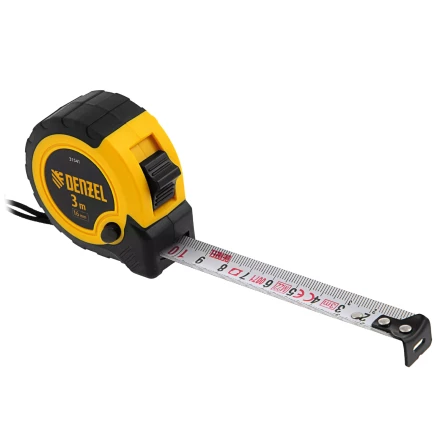 Рулетка Denzel 3м х 16мм, двухкомп. корпус, кнопка-пауза, 31541 купить в Когалыме