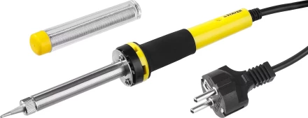 Паяльник с двухкомпонентной рукояткой и долговечным жалом, STAYER "PROFI" PROTerm, 55300-30, в комплекте (припой и подставка), 30 Вт, конус 55300-30 купить в Когалыме