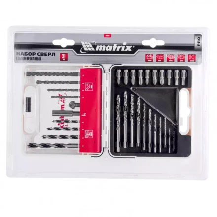 Набор сверл комбинированный сверла по металлу 1-6 мм бетону 4-8 мм дереву 4-8 мм биты 10 шт адаптер зенковка 31 предмет Pro Matrix 725631 купить в Когалыме