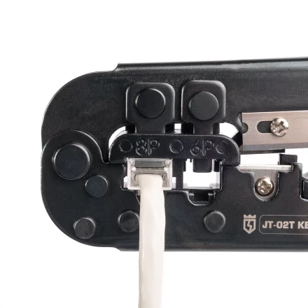 Кримпер многофункциональный КВТ JT-02T с 2 встроенными модулями для обжима RJ-45, RJ-12, RJ-11 (89229) купить в Когалыме