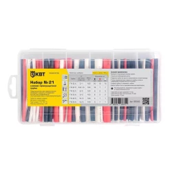 Набор клеевых термоусадочных трубок КВТ в пластмассовом боксе, нарезка по 100 мм, №21 (86583)